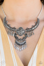 Load image into Gallery viewer, Paparazzi Rogue Vogue Silver - Necklace and matching Earrings - June 2019 Trend Blend Fashion Fix Exclusive - $5 Jewelry With Ashley Swint