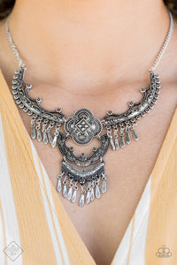 Paparazzi Rogue Vogue Silver - Necklace and matching Earrings - June 2019 Trend Blend Fashion Fix Exclusive - $5 Jewelry With Ashley Swint