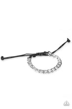 Load image into Gallery viewer, Paparazzi Score! - Silver - Curb Chain - Black Cording - Sliding Knot Bracelet - Men's Collection - $5 Jewelry With Ashley Swint