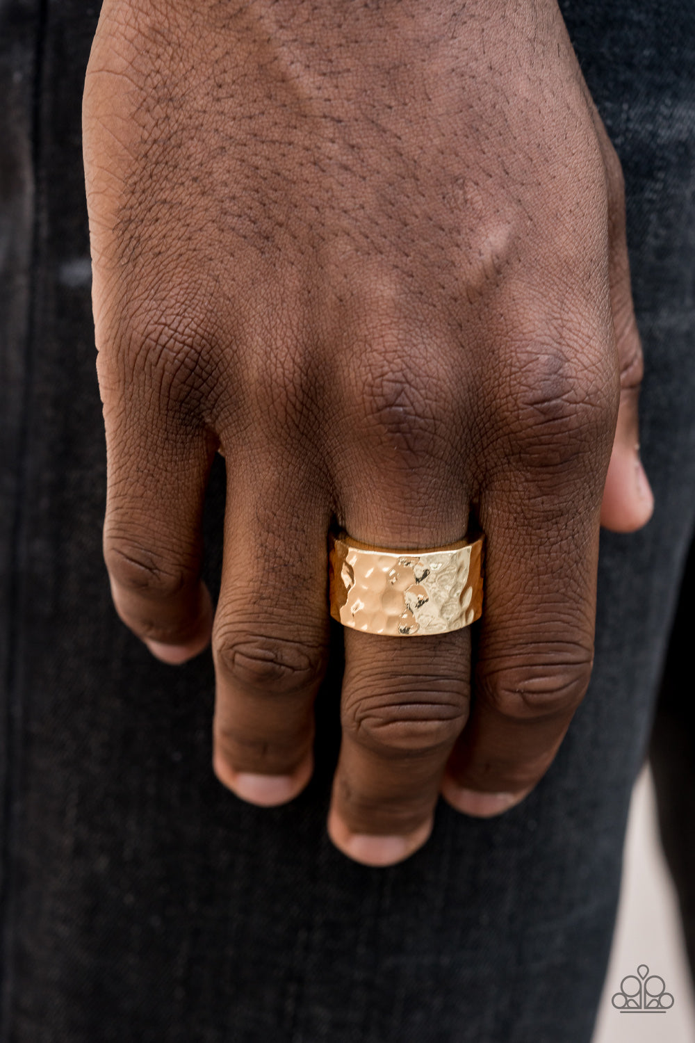 Paparazzi Self-Made Man - Gold - Thick Band - Hammered Ring - Men's Collection - $5 Jewelry With Ashley Swint
