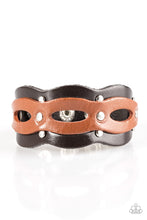 Load image into Gallery viewer, Paparazzi SPURS Of The Moment - Brown Studded Leather - Black Scalloped Leather - Adjustable Snap Bracelet - $5 Jewelry with Ashley Swint