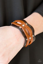Load image into Gallery viewer, Paparazzi SPURS Of The Moment - Brown Studded Leather - Black Scalloped Leather - Adjustable Snap Bracelet - $5 Jewelry with Ashley Swint