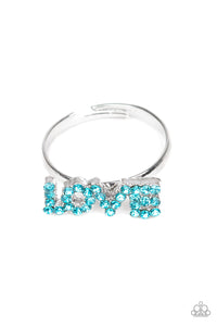 Paparazzi Starlet Shimmer Rings - 10 - "LOVE" Rhinestones in Blue, Purple, Green and Pink - $5 Jewelry With Ashley Swint