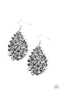 Paparazzi Start With A Bang - Silver - Hematite Rhinestones - Teardrop Earrings - $5 Jewelry With Ashley Swint
