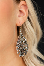 Load image into Gallery viewer, Paparazzi Start With A Bang - Silver - Hematite Rhinestones - Teardrop Earrings - $5 Jewelry With Ashley Swint