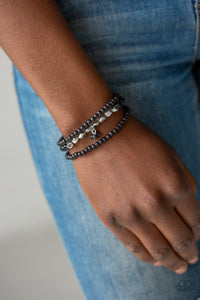 Paparazzi Tour de Tranquility - Black - Stone Beads - Set of 3 Stretchy Band - Bracelets - $5 Jewelry with Ashley Swint