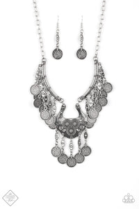 Paparazzi Treasure Temptress - Silver - Coin Discs Dangle - Ornate Silver Necklace - Fashion Fix Exclusive September 2019 - $5 Jewelry With Ashley Swint