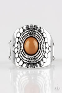 Paparazzi ZEN To One - Brown Bead - Silver Rope patterns - Ring - $5 Jewelry With Ashley Swint