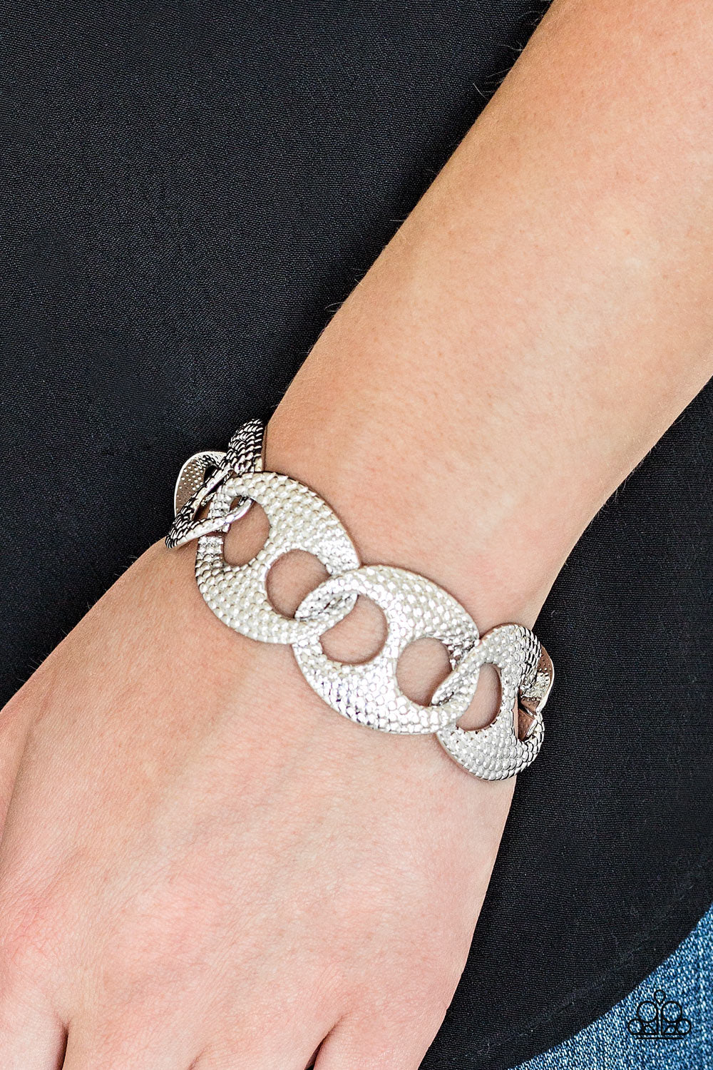 Paparazzi Casual Connoisseur - Silver - Bold Circular Patterns - Bracelet - $5 Jewelry With Ashley Swint