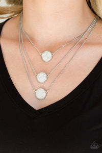 Paparazzi CEO of Chic - White Stones - Silver Necklace and matching Earrings - $5 Jewelry With Ashley Swint
