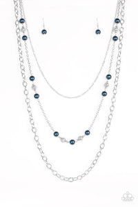 Paparazzi Classical Cadence - Blue - Silver Beads - Silver Chains - Necklace and matching Earrings - $5 Jewelry With Ashley Swint