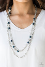 Load image into Gallery viewer, Paparazzi Classical Cadence - Blue - Silver Beads - Silver Chains - Necklace and matching Earrings - $5 Jewelry With Ashley Swint