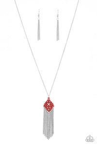 Paparazzi Color Me Capricious - Red - Necklace and matching Earrings - $5 Jewelry With Ashley Swint