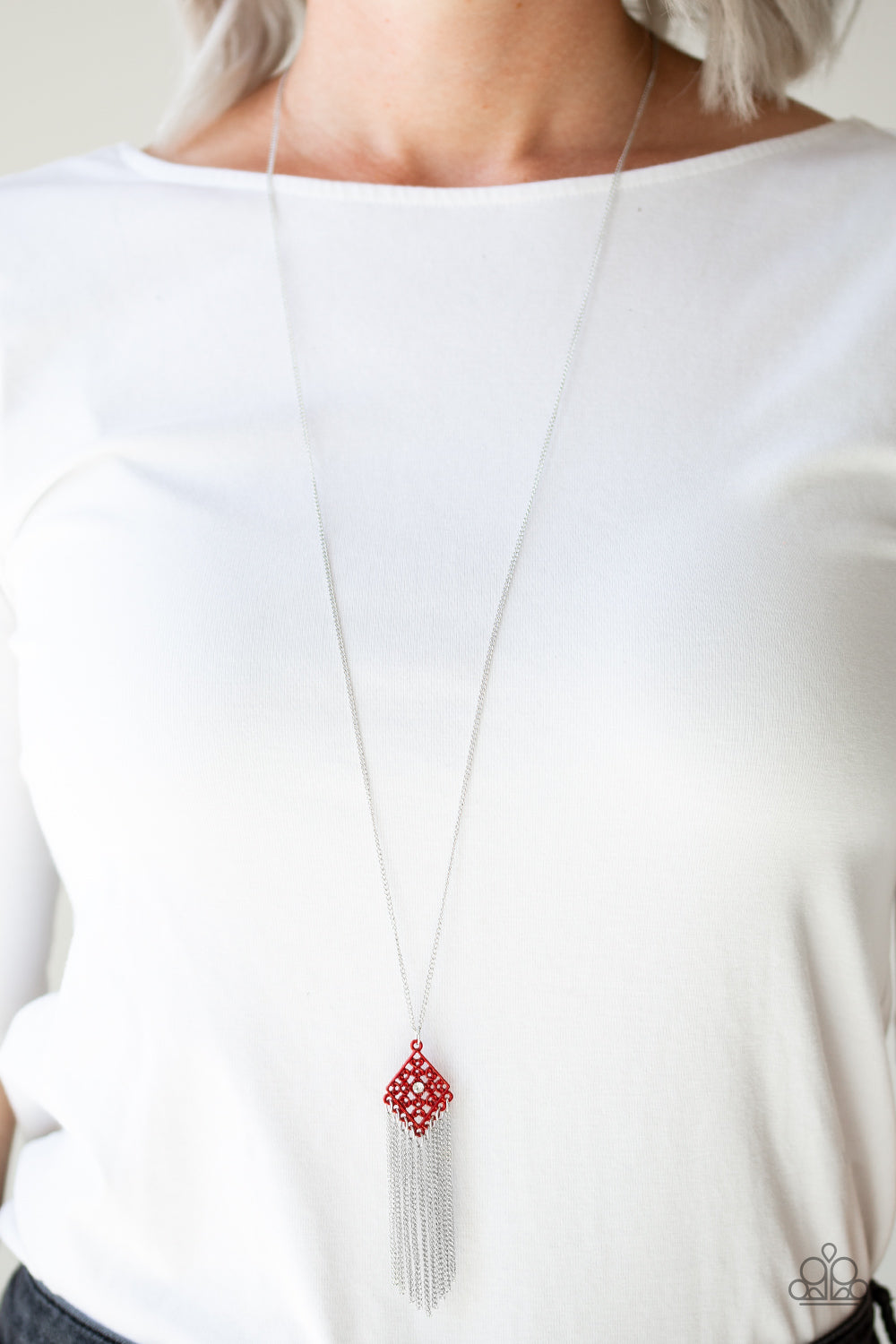 Paparazzi Color Me Capricious - Red - Necklace and matching Earrings - $5 Jewelry With Ashley Swint