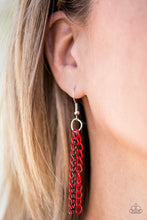 Load image into Gallery viewer, Paparazzi Colorful Calamity - Red Chains - LANYARD - Mismatched Gunmetal and Silver - Necklace and matching Earrings - $5 Jewelry With Ashley Swint