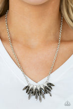 Load image into Gallery viewer, Paparazzi Crown Couture - Silver - White, Smoky Gray and Glassy Hematite Rhinestones -Necklace and matching Earrings - $5 Jewelry With Ashley Swint