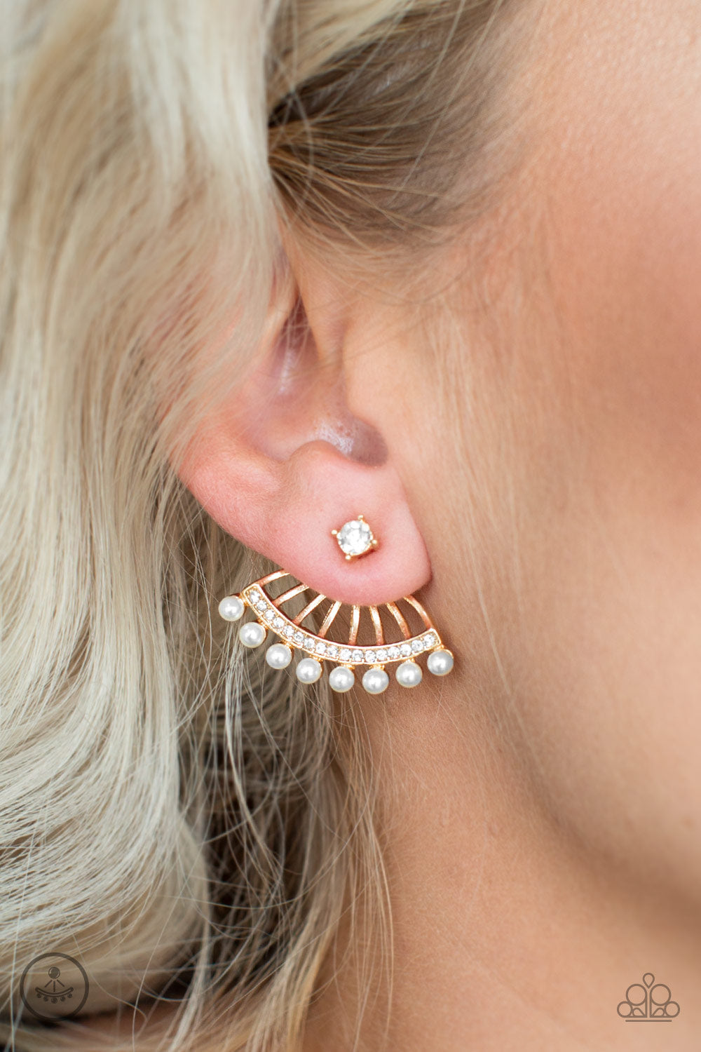 Paparazzi Drama Queen Dimension - Gold - Double Sided - Jacket Earrings - $5 Jewelry With Ashley Swint