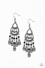 Load image into Gallery viewer, Paparazzi Eastern Excursion - Black - Ornate Silver Teardrop Earrings - $5 Jewelry With Ashley Swint