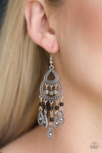 Load image into Gallery viewer, Paparazzi Eastern Excursion - Black - Ornate Silver Teardrop Earrings - $5 Jewelry With Ashley Swint