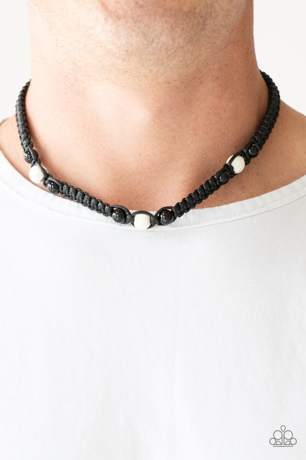 Paparazzi Expert Excursionist - Black - White Lava Rock - Urban Necklace - $5 Jewelry With Ashley Swint