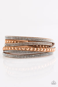 Paparazzi I BOLD You So! - Copper - White Rhinestones - Double Wrap Bracelet - $5 Jewelry With Ashley Swint