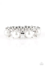 Load image into Gallery viewer, Paparazzi More Or PRICELESS - White - Beads - Shimmery Silver Band Dainty Ring - $5 Jewelry With Ashley Swint