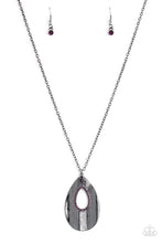 Load image into Gallery viewer, Paparazzi Stop, TEARDROP, and Roll - Purple - Gunmetal Necklace and matching Earrings - $5 Jewelry With Ashley Swint