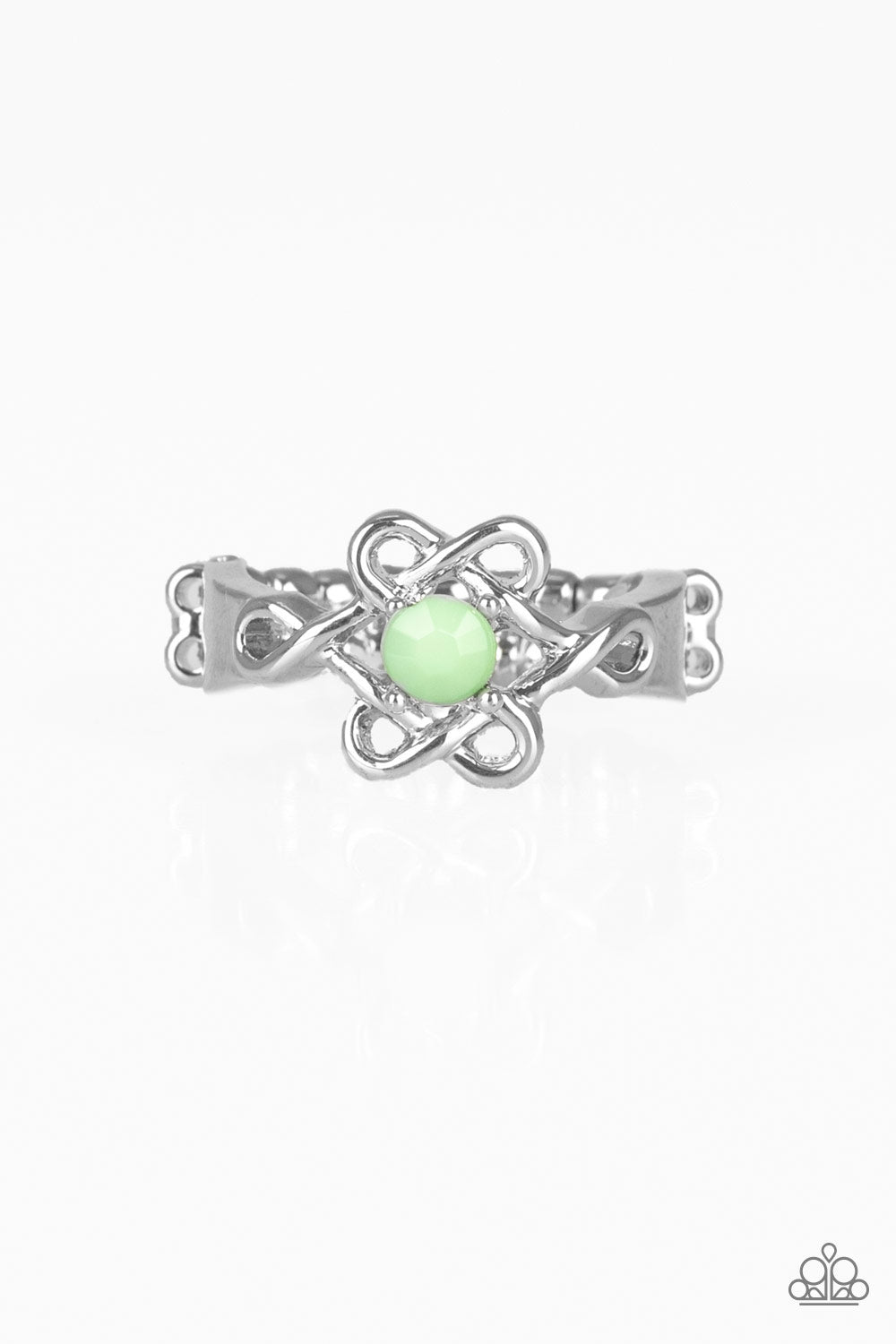 Paparazzi Vibrant Vibes - Green Bead - Silver Ring - $5 Jewelry With Ashley Swint