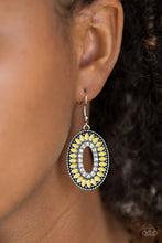 Load image into Gallery viewer, Paparazzi Fishing For Fabulous - Yellow Petals - White Rhinestone Earrings - $5 Jewelry With Ashley Swint