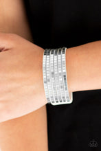 Load image into Gallery viewer, Paparazzi Disco Dazzle - White - Shimmer Wrap / Snap Bracelet - $5 Jewelry With Ashley Swint