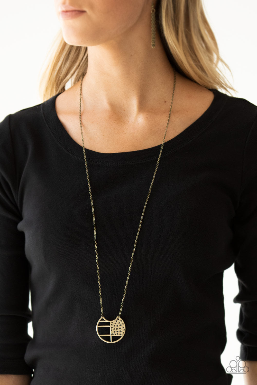 Paparazzi Abstract Aztec - Brass - Necklace & Earrings - $5 Jewelry with Ashley Swint