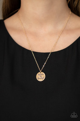 Paparazzi America The Beautiful - Gold - Patriotic Necklace & Earrings - $5 Jewelry with Ashley Swint