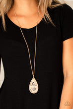 Load image into Gallery viewer, Paparazzi Artificial Animal - Gold - Metallic Scale Print - Leather Gold Teardrop - Necklace &amp; Earrings - $5 Jewelry with Ashley Swint