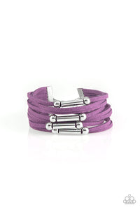 Paparazzi Back To BACKPACKER - Purple - Silver and Gunmetal Accents - Suede Bracelet - $5 Jewelry With Ashley Swint