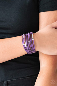Paparazzi Back To BACKPACKER - Purple - Silver and Gunmetal Accents - Suede Bracelet - $5 Jewelry With Ashley Swint