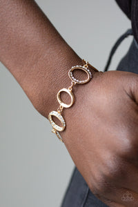 Paparazzi Beautiful Inside and Out - Gold - White Rhinestones - Bracelet - $5 Jewelry with Ashley Swint