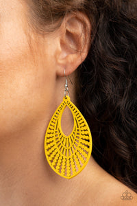 Paparazzi Bermuda Breeze - Yellow - Wooden Frame - Earrings - $5 Jewelry with Ashley Swint