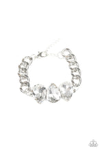 Load image into Gallery viewer, Paparazzi Bring Your Own Bling - White Teardrop Gems - Dramatic Silver Chain Bracelet - $5 Jewelry with Ashley Swint