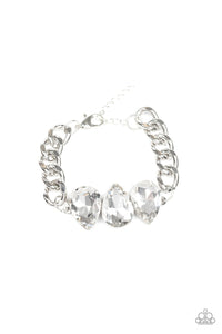 Paparazzi Bring Your Own Bling - White Teardrop Gems - Dramatic Silver Chain Bracelet - $5 Jewelry with Ashley Swint