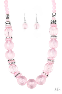 Paparazzi Bubbly Beauty - PINK - Acrylic Necklace & Earrings - $5 Jewelry with Ashley Swint