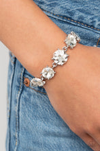 Load image into Gallery viewer, Paparazzi Cant Believe My ICE - White - Rhinestones - Statement Bracelet - $5 Jewelry with Ashley Swint
