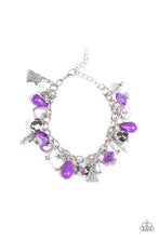 Load image into Gallery viewer, Paparazzi Charmingly Romantic - Purple Teardrop - Silver Charms - Hearts, Leaf, Feathers - Bracelet - $5 Jewelry With Ashley Swint