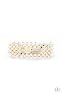 Paparazzi Clutch Your Pearls - Gold - White Pearls - Hair Clip - $5 Jewelry with Ashley Swint