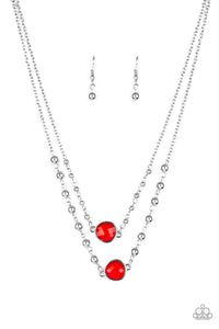 Paparazzi Colorfully Charming - Red - Faceted Teardrop - Necklace & Earrings - $5 Jewelry with Ashley Swint