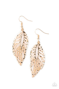 Paparazzi Come Home To Roost - Gold - Feather Earrings - $5 Jewelry with Ashley Swint