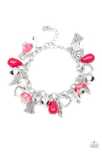 Load image into Gallery viewer, Paparazzi Completely Innocent - Pink Beads - Heart, Feathers, Tassel Charms - Bracelet - 2019 Convention Exclusive - $5 Jewelry With Ashley Swint