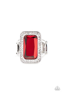 Paparazzi Crown Jewel Jubilee - Red - White Rhinestones - Ring - $5 Jewelry with Ashley Swint