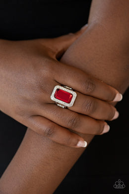 Paparazzi Crown Jewel Jubilee - Red - White Rhinestones - Ring - $5 Jewelry with Ashley Swint
