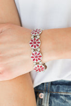 Load image into Gallery viewer, Paparazzi Dancing Dahlias - Red - Silver Stretchy Band Bracelet - $5 Jewelry With Ashley Swint