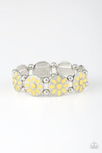 Load image into Gallery viewer, Paparazzi Dancing Dahlias - Yellow - Floral Silver - Stretchy Band Bracelet - $5 Jewelry With Ashley Swint